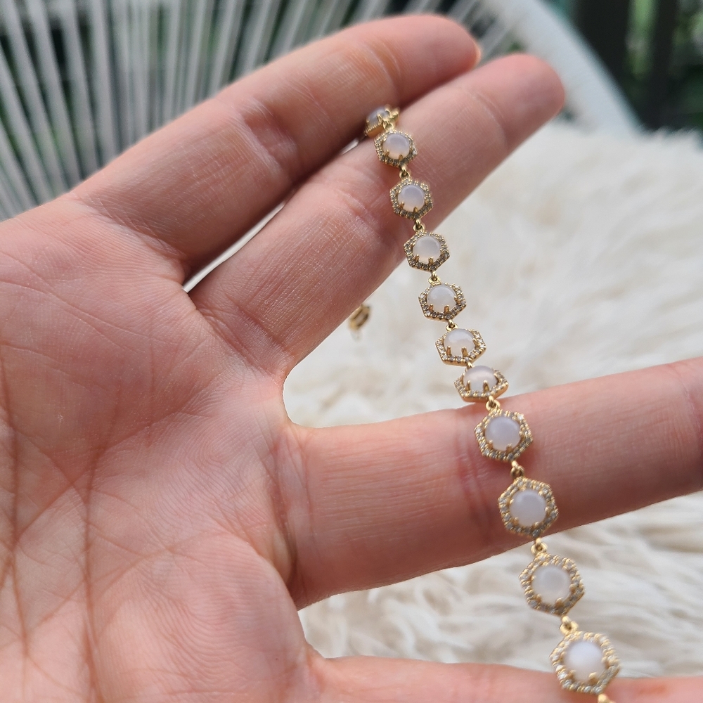 14 karat moonstone and diamond bracelet